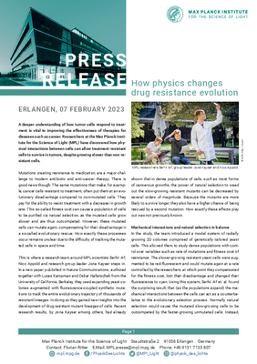 7 February 2023: How physics changes drug resistance evolution