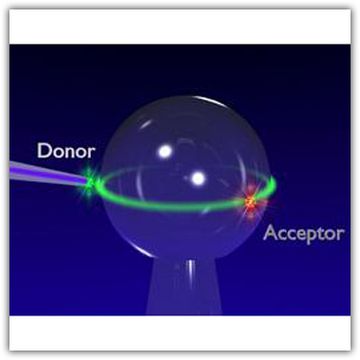 Controlled photon transfer between two individual nanoemitters via shared high-Q modes of a microsphere resonator