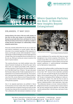 17 May 2023: Where Quantum Particles Are Born: AI Reveals New Insights Beyond Entanglement