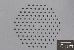 Endlessly single-mode photonic crystal fibre (PCF), one of the most common types of PCF.