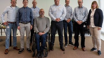 [Translate to DE:] : Jeroen Bouwknegt, Michael Frosz, Toine de Kort, Jochen Guck, Kees Schep, Patrick Uebel, Coen van de Vin,  Dorothe Burggraf (from left to right)
